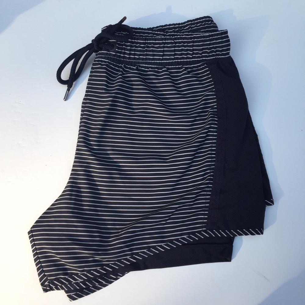 TANGERINE striped navy running shorts - M